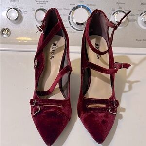 JustFab Deep Red Velvet Heels